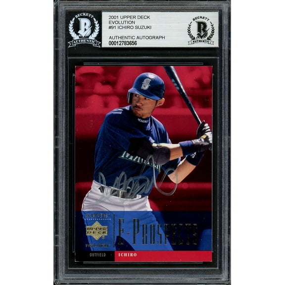 Ichiro Suzuki Autographed 2001 Upper Deck Evolution Rookie Card #91 Seattle Mariners Beckett BAS #12783656