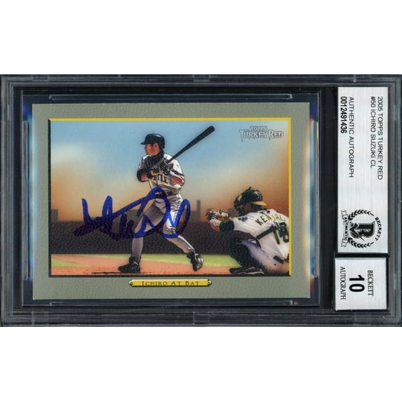 Ichiro Suzuki Autographed 2005 Topps Turkey Red Card #50 Seattle Mariners Auto Grade 10 Beckett BAS #12491436