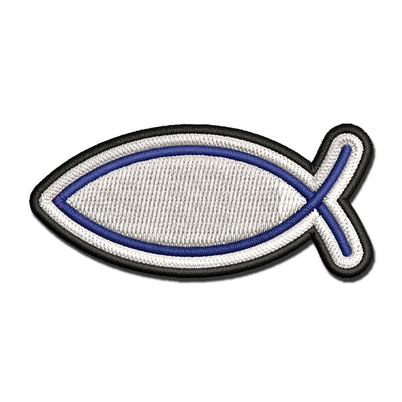 Ichthys Fish Christian Applique Multi-Color Embroidered Hook & Loop Patch - 3 Inch Medium