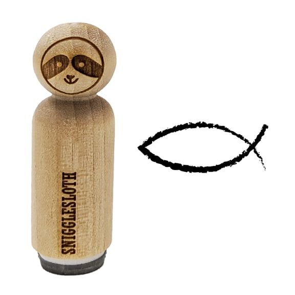 Ichthys Fish Christian Sketch Rubber Stamp for Scrapbooking Crafting Stamping - Medium 1 Inch