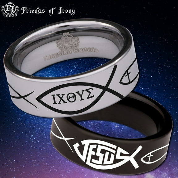 Ichthys Tungsten Carbide Ring