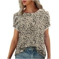 thumbnail image 1 of Ichuanyi Womens Shirts , Women's Short Sleeve Print Round Neck T-Shirt Loose Casual Summer Tee Tops, 1 of 7