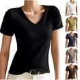 thumbnail image 1 of Ichuanyi Basic T Shirts for Women,V Neck Short Sleeve Summer Shirts,Solid Loose Fit Tshirt, Plain Workout Tops, Undershirts, 1 of 3