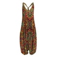 thumbnail image 1 of Ichuanyi Womens Jumpsuits, Women Casual Vintage Print Backless V-Neck Sleeveless Playsuit Jumpsuit, 1 of 4