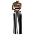 thumbnail image 1 of Ichuanyi Womens Jumpsuits, Womens Fashion Wide Leg Pants Polka Dot Striped Printed One-shoulder Jumpsuits, 1 of 9