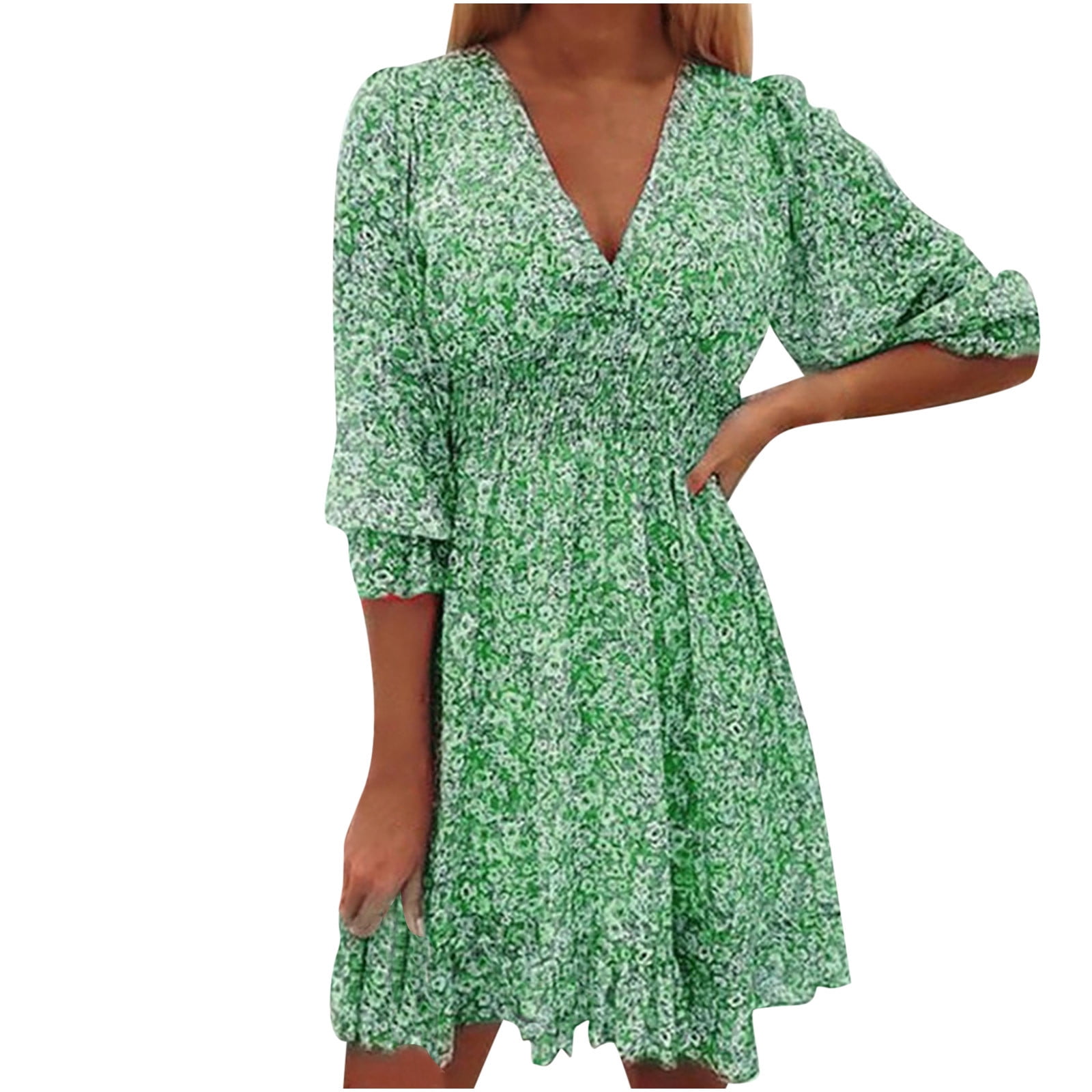 Ichuanyi Solid Long Length Dress for Women 2022, Fashion Summer Casual V-Neck Floral Print 3/4 Sleeve Loose Dress - Walmart.com Ichuanyi Solid Long Length Dress for Women 2022, Fashion Summer Casual V-Neck Floral Print 3/4 Sleeve Loose Dress - Walmart.com