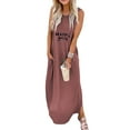 thumbnail image 1 of Ichuanyi Dresses for Women 2022, Fall Women Sleeveless Letter Print Fashion O-Neck Floor Length Dress, 1 of 9