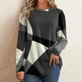 thumbnail image 1 of Ichuanyi Fall Tops for Women Women Casual Crew Neck Geometry Printed Long Sleeve Blouse T-shirt Tops, 1 of 6