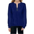 thumbnail image 1 of Ichuanyi Fall Tops for Women Women's Casual Long Sleeve Shirts Zip Fashion Tunic V-Neck Rollable Blouse Tops, 1 of 5