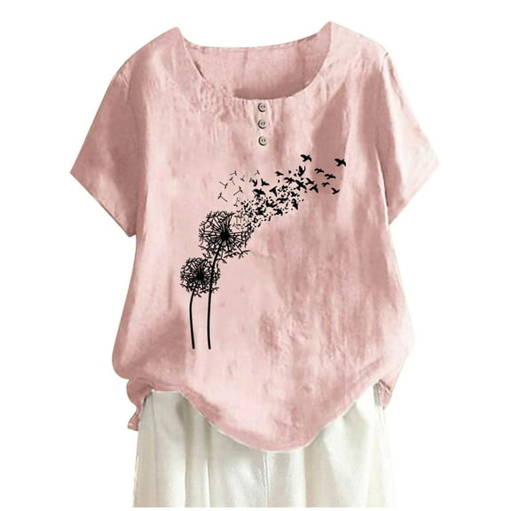 Ichuanyi Fashion Woman Rounk Neck Short Sleeve Blouse T-Shirt Printing Loose Tops