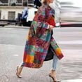 thumbnail image 1 of Ichuanyi Fashion Women Printed Pocket Jacket Outerwear Cardigan Overcoat Long Trench Coat, 1 of 6