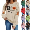 thumbnail image 1 of Ichuanyi Halloween Spooky Season Sweatshirt Women Ghost Sweatshirts Oversized Fall Halloween Print Pullover Top, 1 of 6