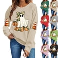 thumbnail image 1 of Ichuanyi Halloween Spooky Season Sweatshirt Women Ghost Sweatshirts Oversized Fall Halloween Print Pullover Top, 1 of 6