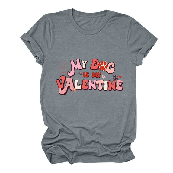 Ichuanyi New Fashion Women's Top Valentine's Day Short Sleeve Casual Love Heart Printed Loose T-shirt