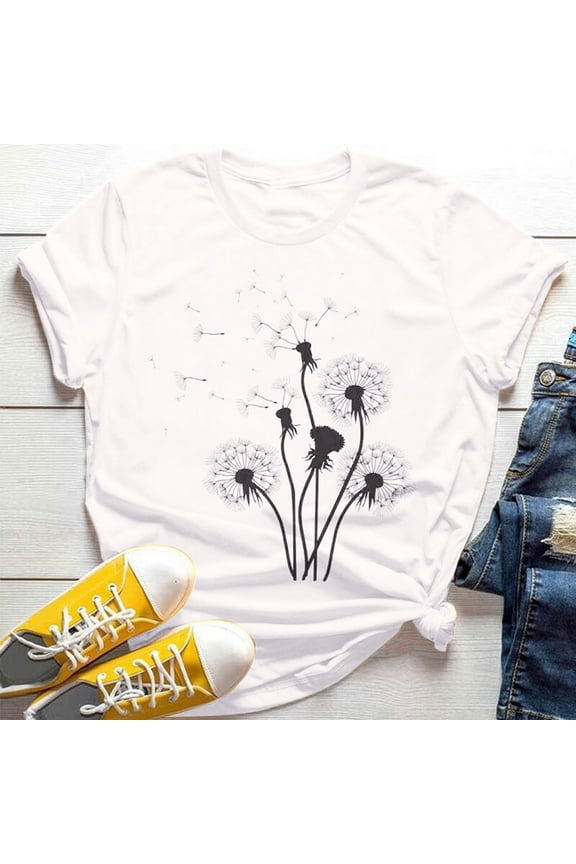 Ichuanyi New Women's T-Shirt Short Sleeves Fashion Big Floral Flower Lady T-shirts Top