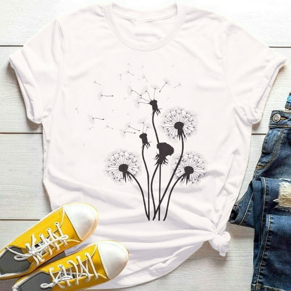 Ichuanyi New Women's T-Shirt Short Sleeves Fashion Big Floral Flower Lady T-shirts Top