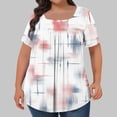 thumbnail image 1 of Ichuanyi Plus Size Tops for Women Pleated Summer Top Trendy Short Sleeve Shirts Casual Print Tee Crew Neck Blouses, 1 of 5