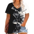thumbnail image 1 of Ichuanyi Plus Size Tops for Women Summer Printing Loose Fit Tee Shirts V Neck Short Sleeve Top Blouse, 1 of 5