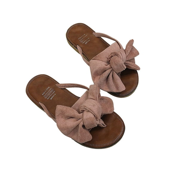 Ichuanyi Slippers for Women Summer Daily Flip-Flops Leisure Beach Bow Women's Flat Slippers