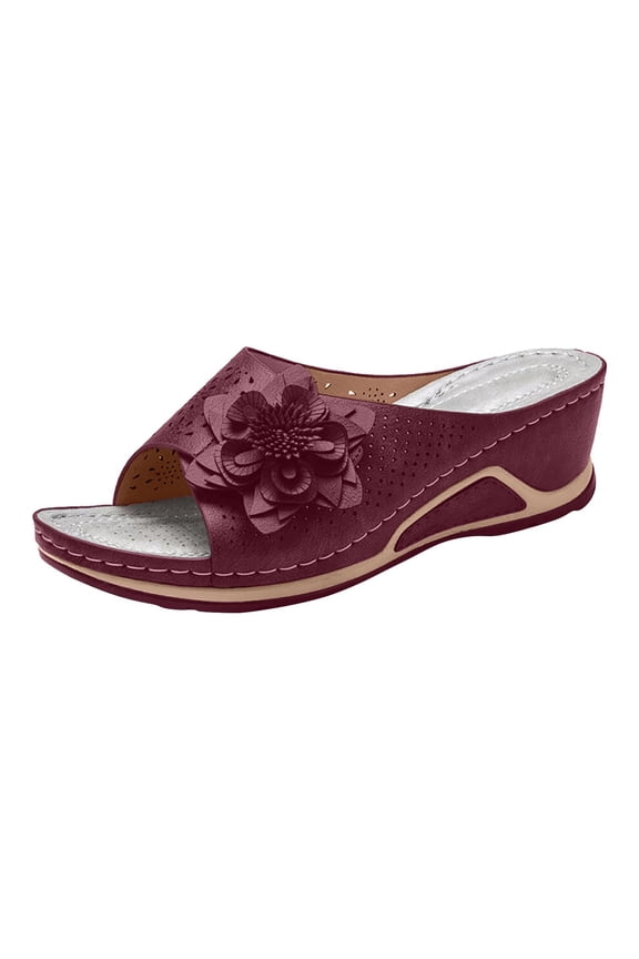 Ichuanyi Slippers for Women Woman Fish Mouth Collection Leather Soft Footbed Orthopedic Arch-Support Sandals