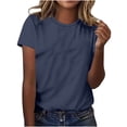 thumbnail image 1 of Ichuanyi Trendy Basic T Shirt for Women Summer Solid Tee Tops Casual Round Neck Short Sleeve Tops, 1 of 9