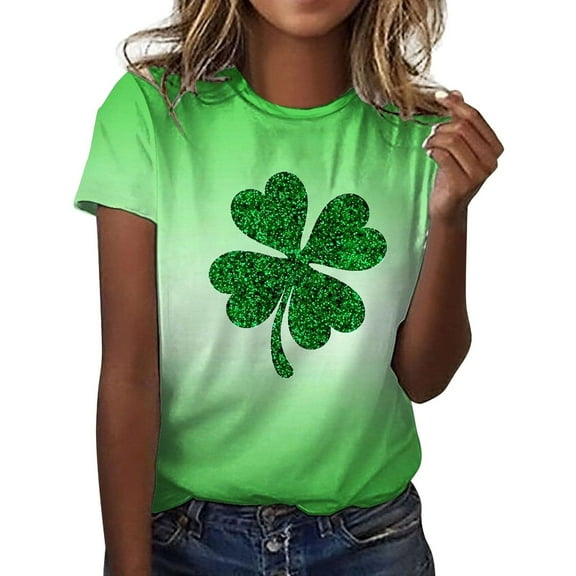 Ichuanyi Trendy St.Patrick's Day T Shirt for Women Summer Graphic Tee Tops Casual Round Neck Short Sleeve Tops