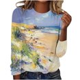 thumbnail image 1 of Ichuanyi Trendy T Shirt for Women Fall and Winter Plants Print Graphic Tee Tops Casual Round Neck Long Sleeve Tops, 1 of 4