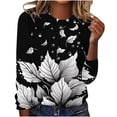 thumbnail image 1 of Ichuanyi Trendy T Shirt for Women Fall and Winter Plants Print Graphic Tee Tops Casual Round Neck Long Sleeve Tops, 1 of 4