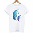 thumbnail image 1 of Ichuanyi Trendy Women's T-Shirt Short Sleeves Fashion Feather Print Lady Graphic T-shirts Top, 1 of 2