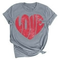 thumbnail image 1 of Ichuanyi Valentine's Day Womens Tops Summer Women's Casual Love Letter Printing Short Sleeve T-Shirt Tops, 1 of 2