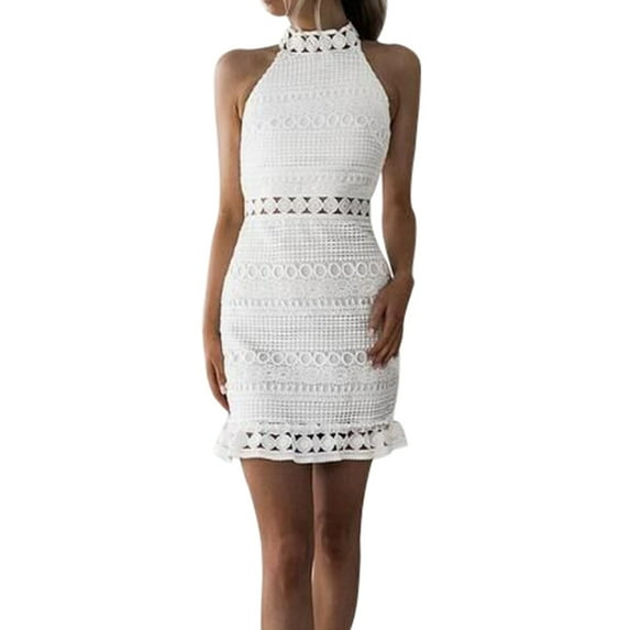 Ichuanyi Woman Dress, Summer Women Lace Sleeveless Bodycon Cocktail Party Pencil Dress Bandage Dresses XL