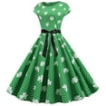 thumbnail image 1 of Ichuanyi Woman Dress, Clearance Summer Women St. Patrick's Day Retro O-Neck Printed Short-Sleeve Big Swing Dress, 1 of 9
