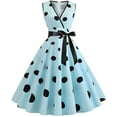 thumbnail image 1 of Ichuanyi Woman Dress, Summer Women Vintage Retro V-Neck Sleeveless Print Evening Party Prom Swing Dress, 1 of 7