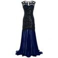 thumbnail image 1 of Ichuanyi Woman Dress, Summer Women 's 1920s Black Sequin Gatsby Maxi Long Evening Prom Dress Plus Size, 1 of 7