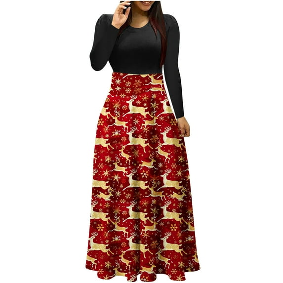 Ichuanyi Woman Dress Fashion Women Long Sleeve Floral Boho Printing Long Dress Ladies Casual Dress
