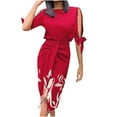thumbnail image 1 of Ichuanyi Woman Dress, Summer Sexy Fashion Women's Casual Round Neck Long Sleeve Ladies Printed Mini Dress, 1 of 5
