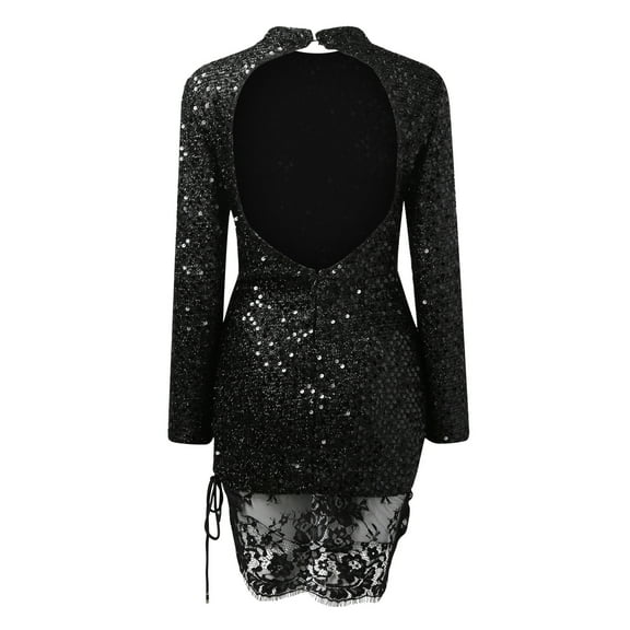 Ichuanyi Woman Dress, Summer Sexy Womens Long Sleeve Backless Sequin Cocktail Prom Gown Dress