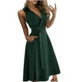 thumbnail image 1 of Ichuanyi Woman Dress Women's Casual Loose Bandage Sleeveless Solid V-Neck Ankle-Length Dress, 1 of 7
