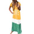 thumbnail image 1 of Ichuanyi Woman Dress clearance Women Plus Size Daily Tie-dyed Color Block Loose V Neck Short Sleeve Maxi Dress, 1 of 5