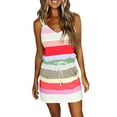 thumbnail image 1 of Ichuanyi Women Fashion V-Neck Sleeveless Bandage Stripe Printing Dress Casual Loose Sling Vest Dress, 1 of 6