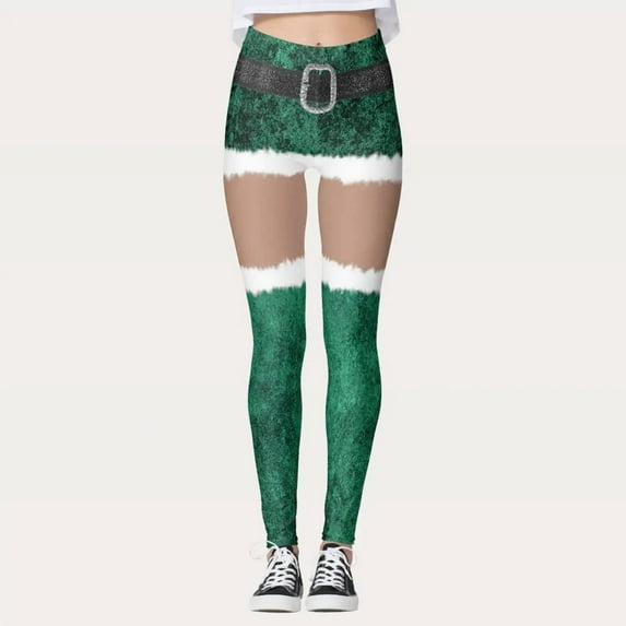 Ichuanyi Women Girls Sexy Christmas Leggings Skinny Jingle Bell Printed High Waist Stretchy Tights Trouser Yoga Pants
