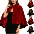 thumbnail image 1 of Ichuanyi Women Hallowee Velvet Short Cape Turn Down Collar Cloak for Wedding Evening Party Halloween Daily Wear, 1 of 9