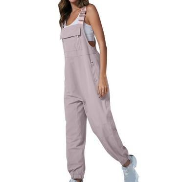 Ichuanyi Women Loose Jumpsuit Casual Suspender Pants Wide Leg Solid Buttons Overalls