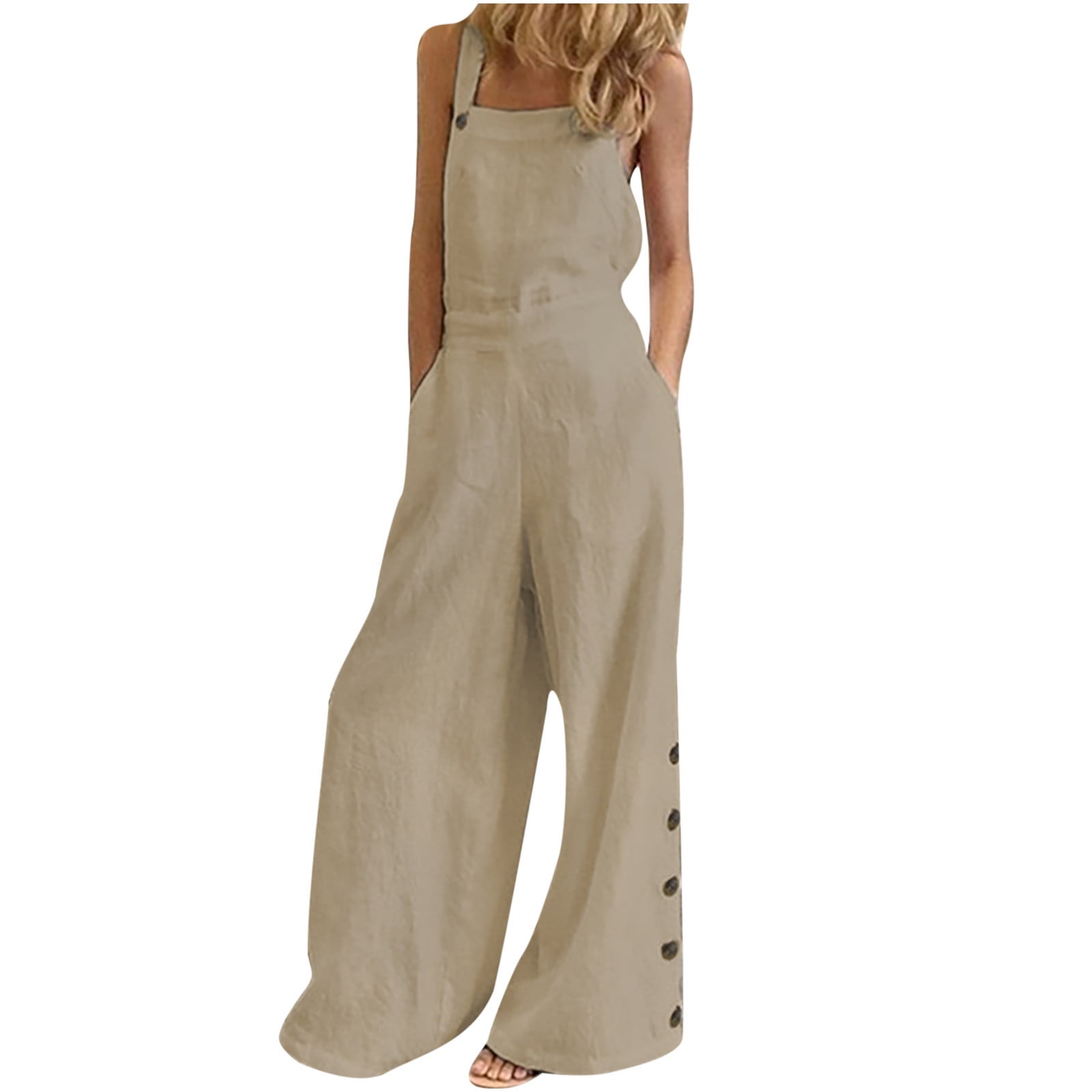 Women's Solid Color Casual Suspender Trousers