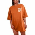 thumbnail image 1 of Ichuanyi Women Oversized T-Shirts Slogan Graphic Drop Shoulder O-Neck Short Sleeve Tees Blouse Plus Size Loose Pullover Tops, 1 of 9