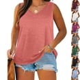 thumbnail image 1 of Ichuanyi Women Plus Size Tank Tops Casual Sleeveless V Neck Solid Flowy Loose Camisoles Cami Shirts Blouses, 1 of 9