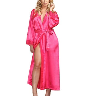 pwebopa Women's Satin Robe Set Nightgown with Robes Silk Pajama Set 2 ...