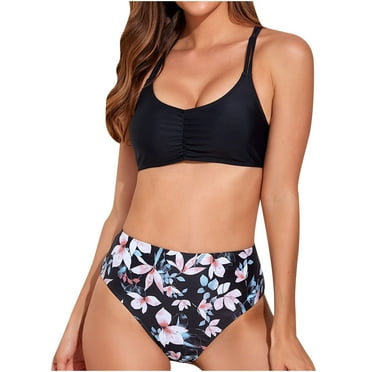 Ichuanyi Women Swimsuit Sexy Women Fashion Bikini Chest Pleated Two-piece Print Swimsuit Swimwear Beachwear Set
