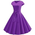 thumbnail image 1 of Ichuanyi Women Vintage Short Sleeve Swing 50s Housewife Casual Evening Party Prom Dress, 1 of 9