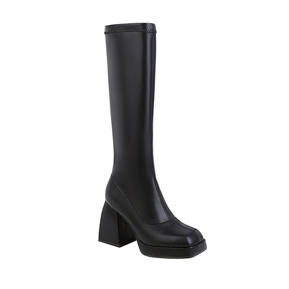 Ichuanyi Women's Boots High-heeled Sleeve Leather Waterproof High-top Women's Boots